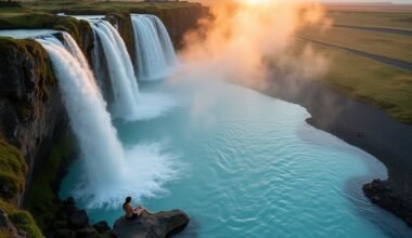 peaceful waterfall spa in iceland