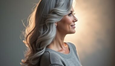 sophisticated stylish gray haired alluring