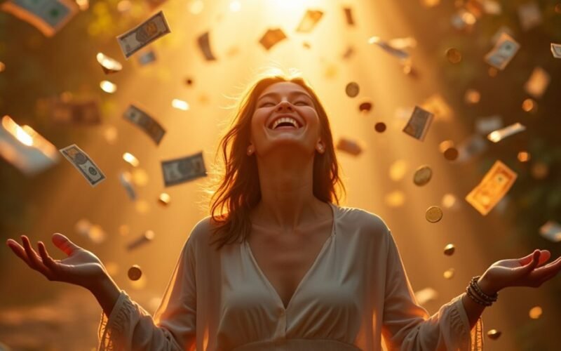 pinigų lietus ant kažko