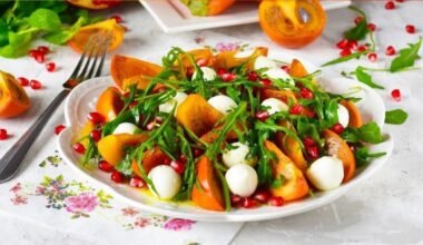 persimmon cheese arugula salad