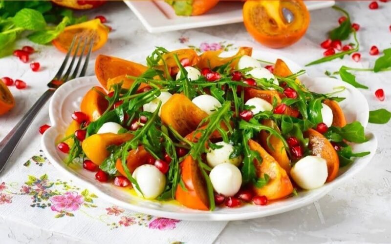 persimmon cheese arugula salad