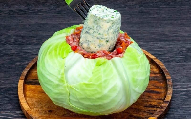 cabbage minced meat cheese bake