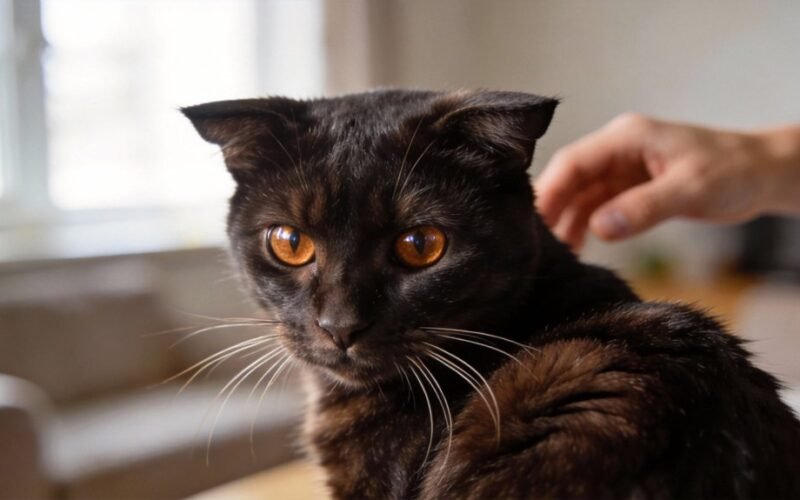 katė atlošia ausis gynybiškai