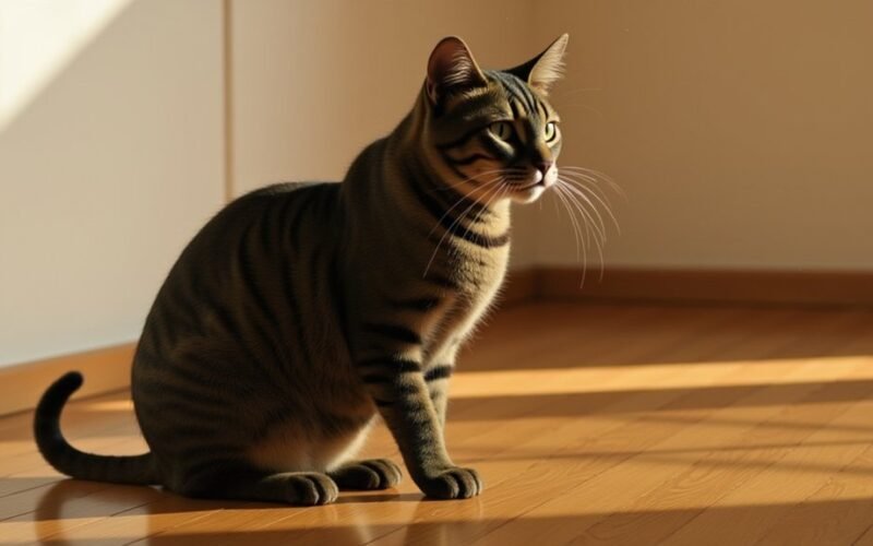 katė žiūrinti į nieką