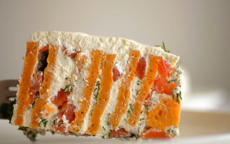 festive vertical savory cake