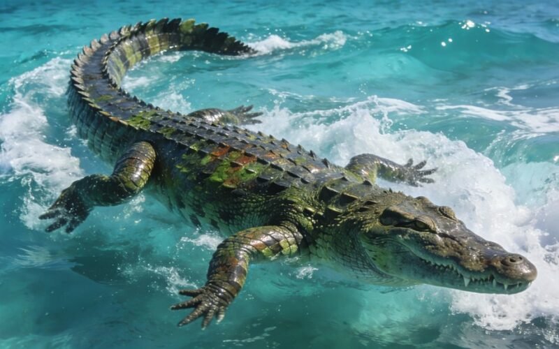 didžiausias roplys lengvai plaukia vandenynais