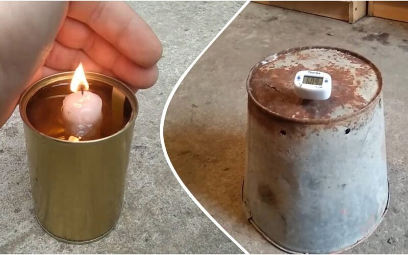 vyras pastatė cinkuotą šiltnamio šildytuvą