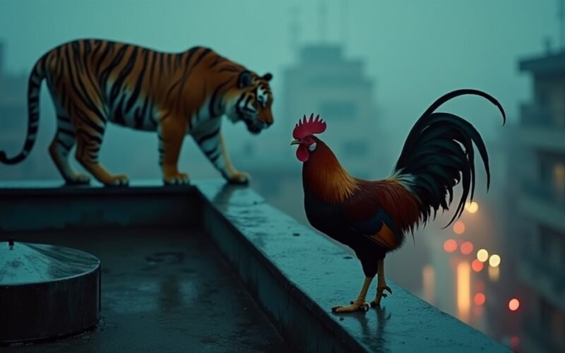 tigrai susiduria su skandalu gaidžiai