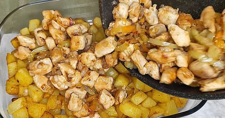 Vištiena su bulvėmis, pirmas žingsnis